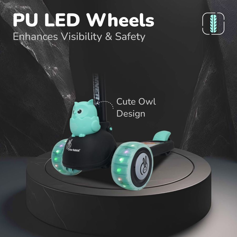 R for Rabbit Road Runner Ryder Kids Scooter - PU LED wheels & Multi-Level Height Adjustment