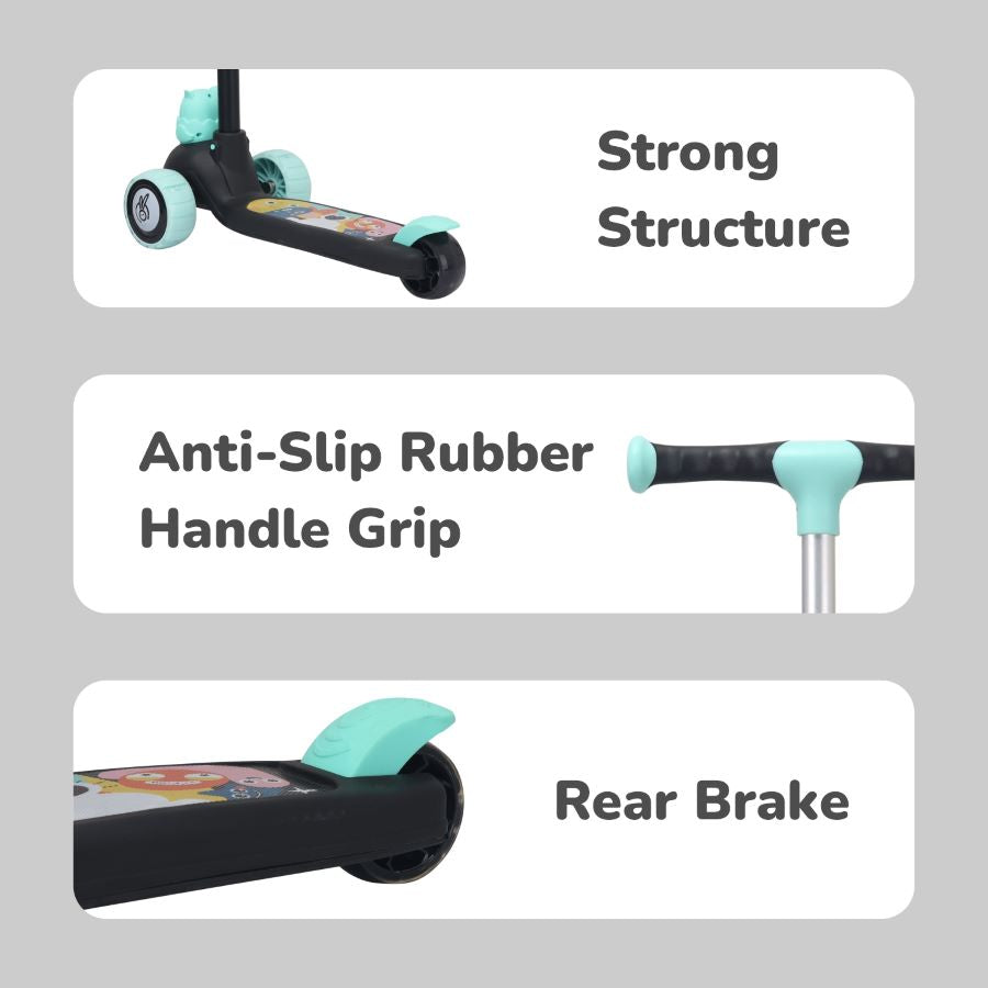 R for Rabbit Road Runner Ryder Kids Scooter - PU LED wheels & Multi-Level Height Adjustment