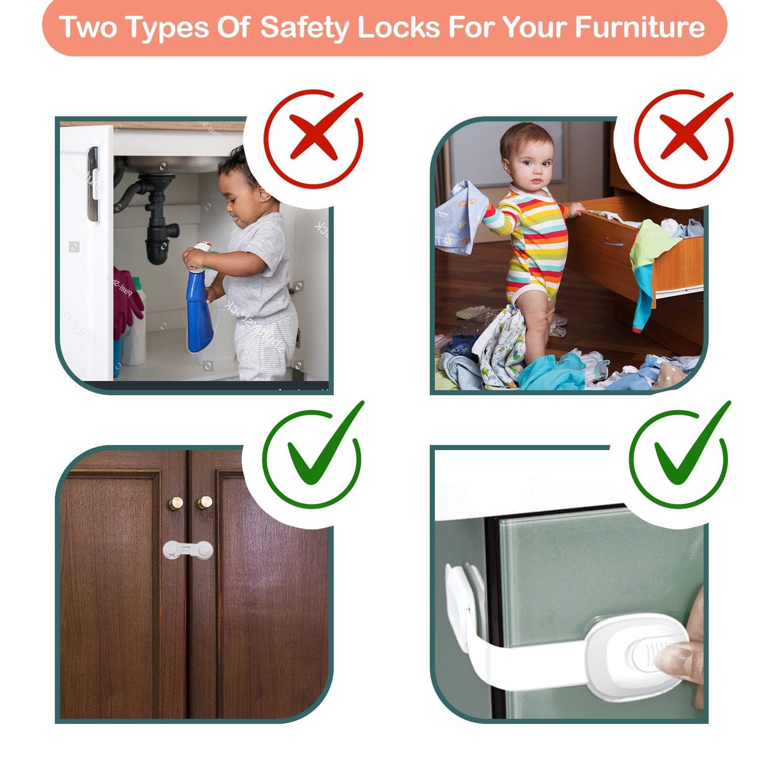 LuvLap Baby Safety Combo Pack - 2 Metre Edge Protector 4 Door Stoppers 6 Corner Guards 4 Cabinet Locks 4 Safety Locks 10 Socket Covers