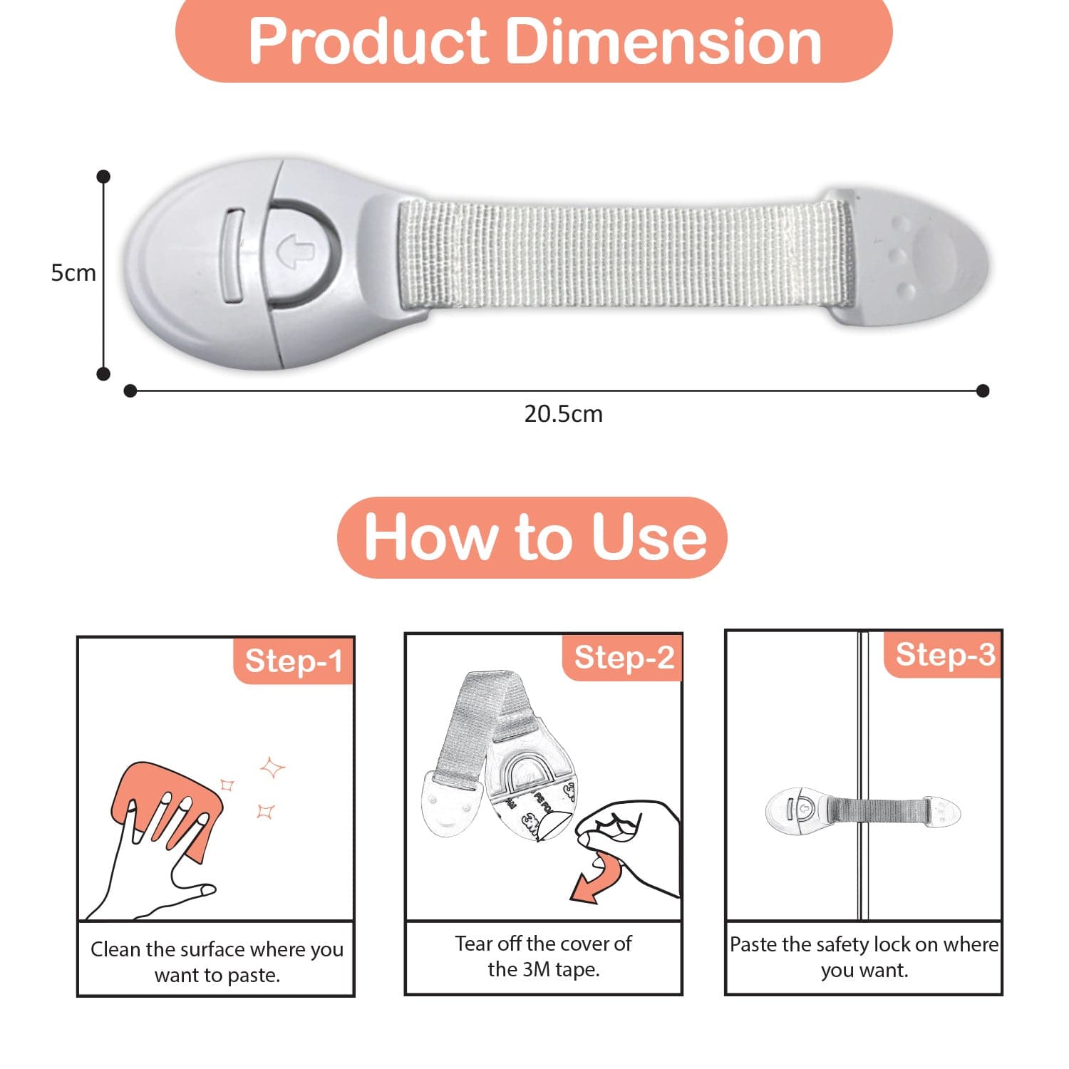 LuvLap Baby Safety Furniture Locks, Pack Of 10