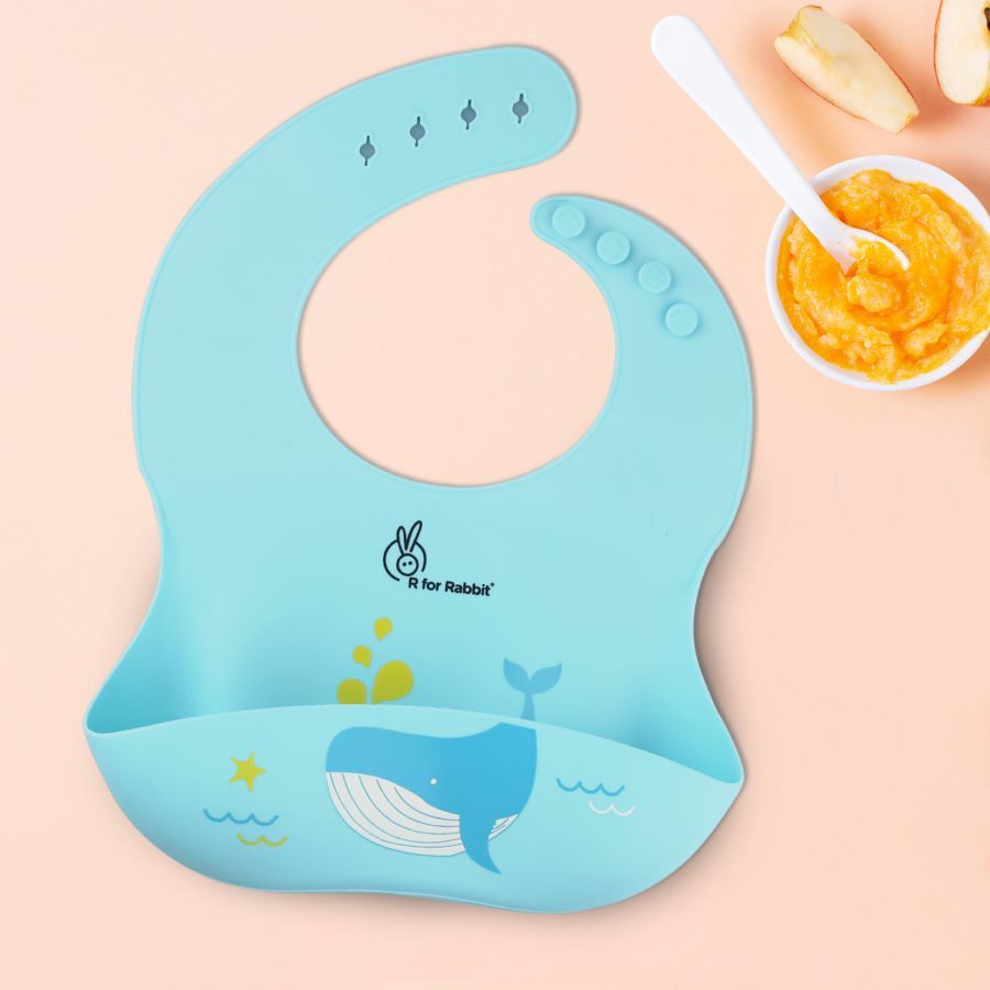 R for Rabbit Safari Silicone Bib For Baby Comfortable Soft And Built-in Food Pocket