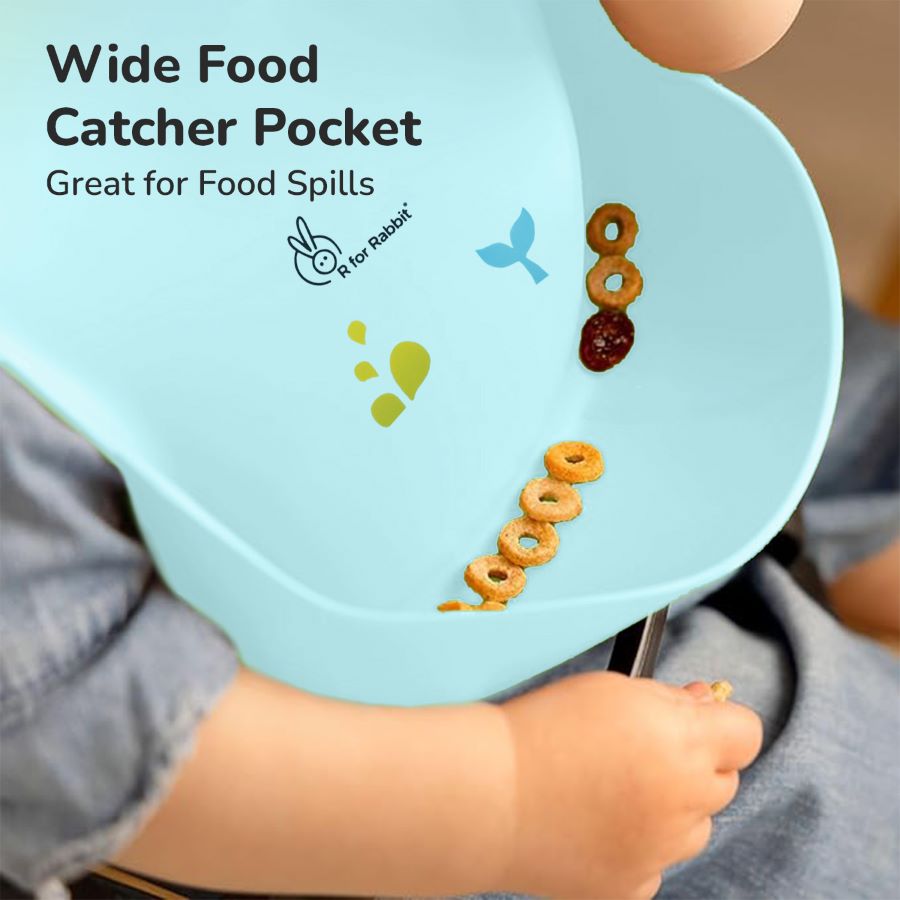 R for Rabbit Safari Silicone Bib For Baby Comfortable Soft And Built-in Food Pocket