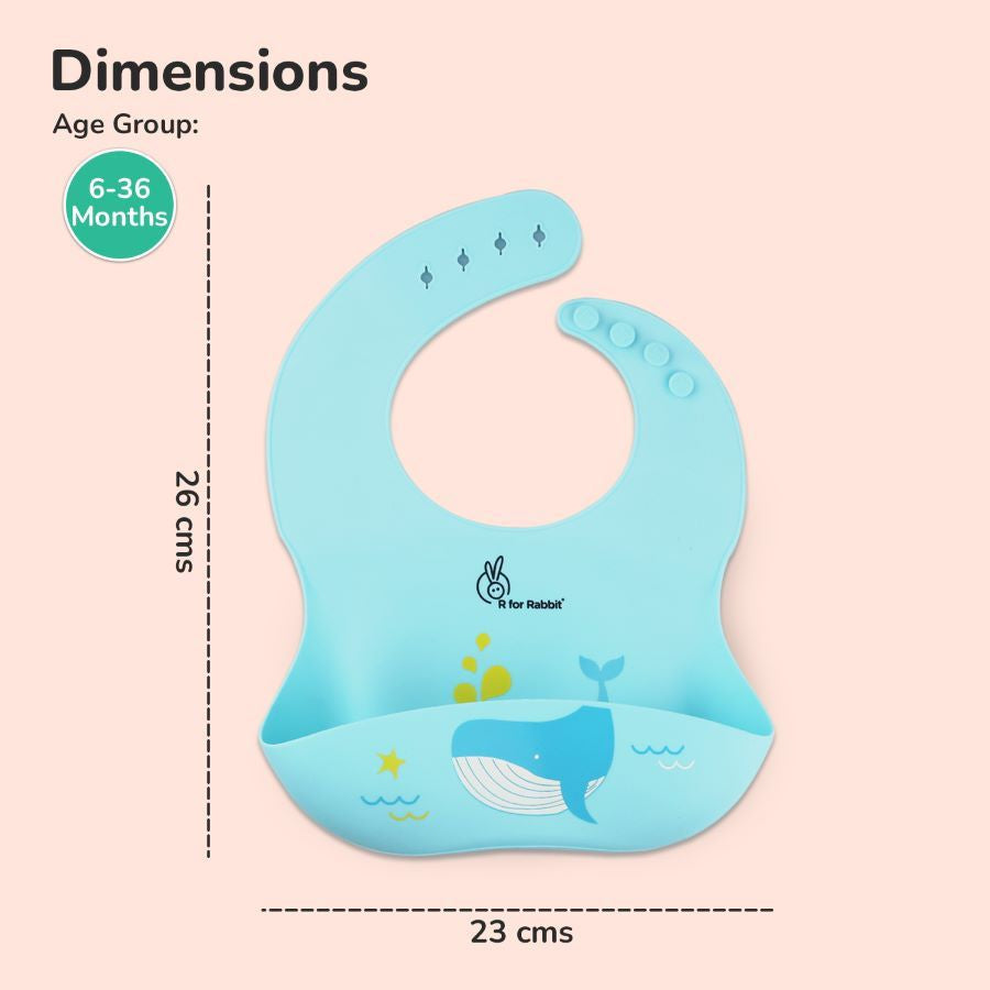 R for Rabbit Safari Silicone Bib For Baby Comfortable Soft And Built-in Food Pocket