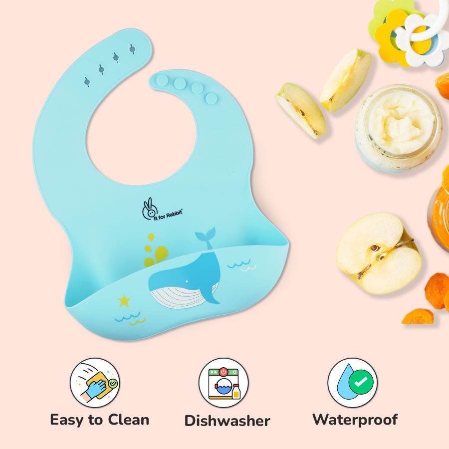 R for Rabbit Safari Silicone Bib For Baby Comfortable Soft And Built-in Food Pocket