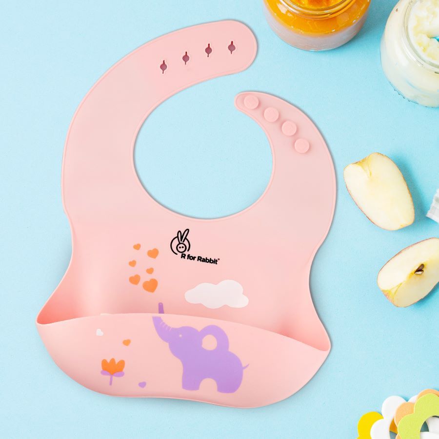 R for Rabbit Safari Silicone Bib For Baby Comfortable Soft And Built-in Food Pocket