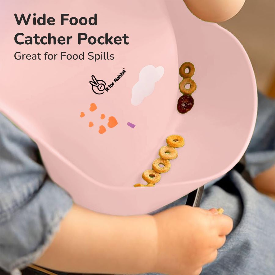 R for Rabbit Safari Silicone Bib For Baby Comfortable Soft And Built-in Food Pocket