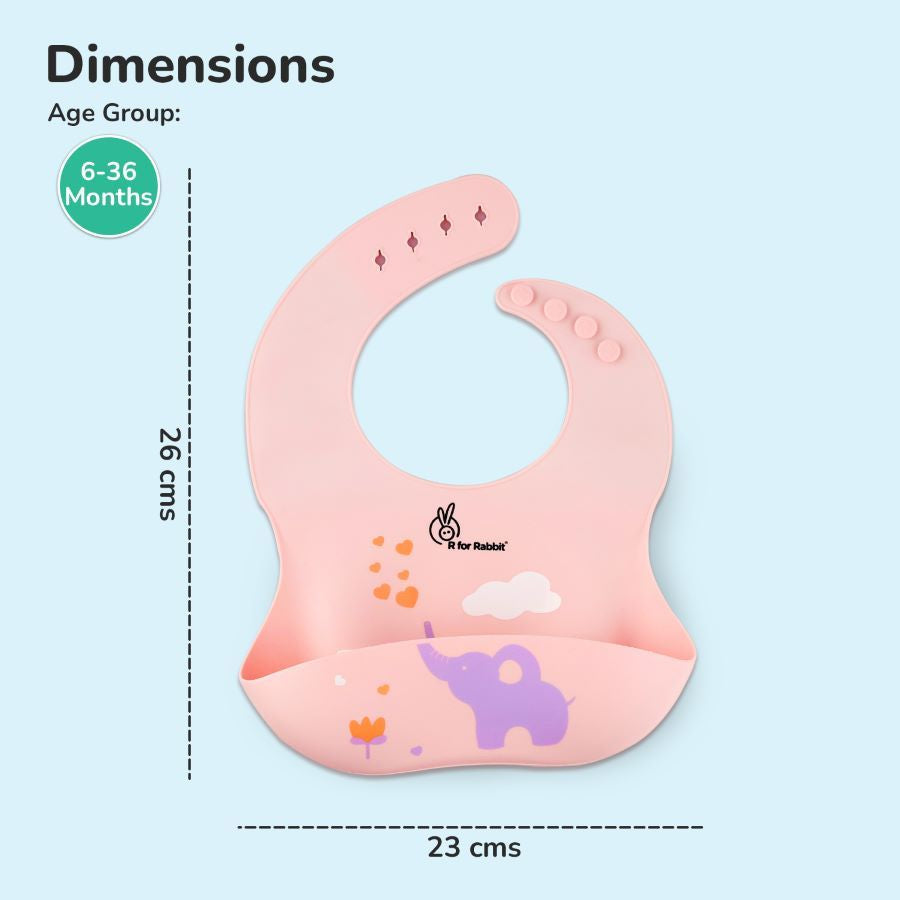 R for Rabbit Safari Silicone Bib For Baby Comfortable Soft And Built-in Food Pocket