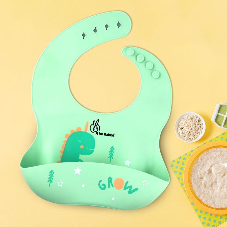 R for Rabbit Safari Silicone Bib For Baby Comfortable Soft And Built-in Food Pocket