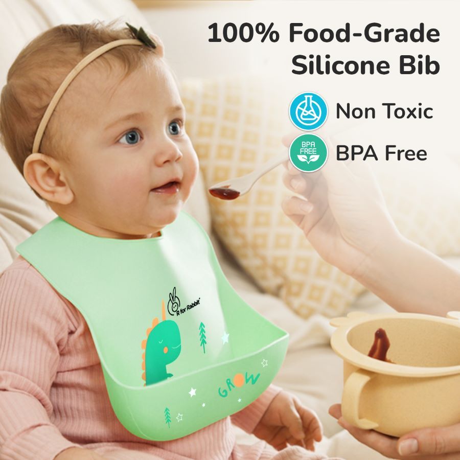 R for Rabbit Safari Silicone Bib For Baby Comfortable Soft And Built-in Food Pocket