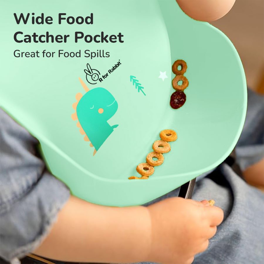 R for Rabbit Safari Silicone Bib For Baby Comfortable Soft And Built-in Food Pocket