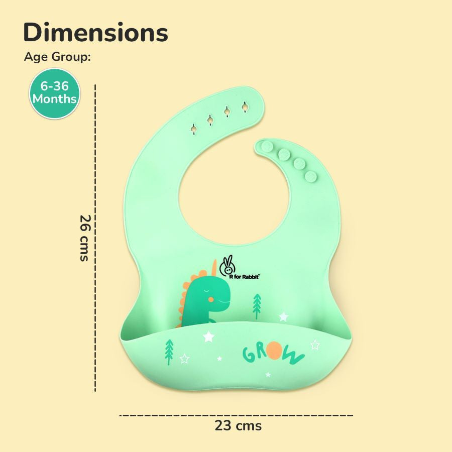 R for Rabbit Safari Silicone Bib For Baby Comfortable Soft And Built-in Food Pocket