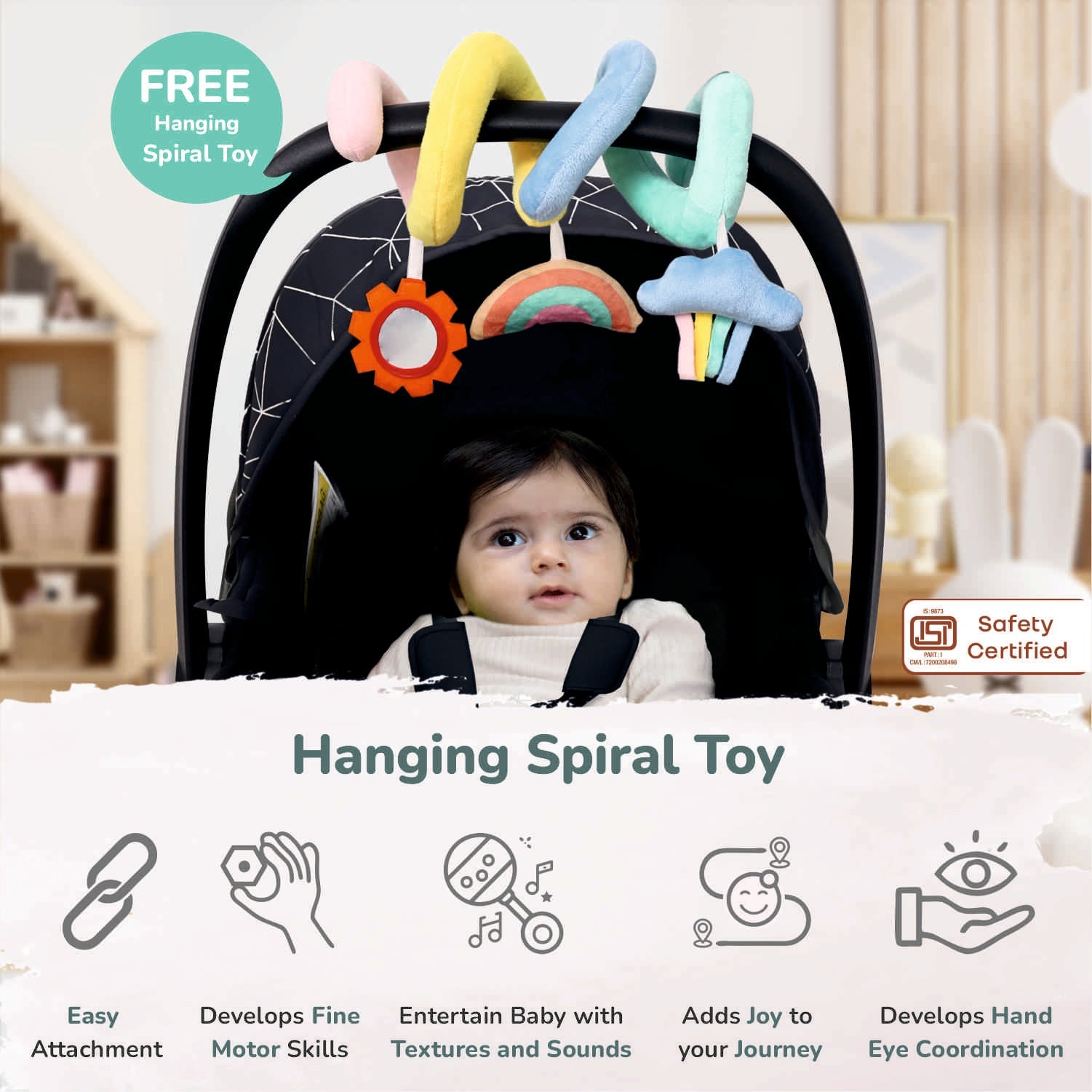 R for Rabbit Picaboo NXG 4 in 1 Multipurpose Baby Carry Cot With 3-Point Safety Harness