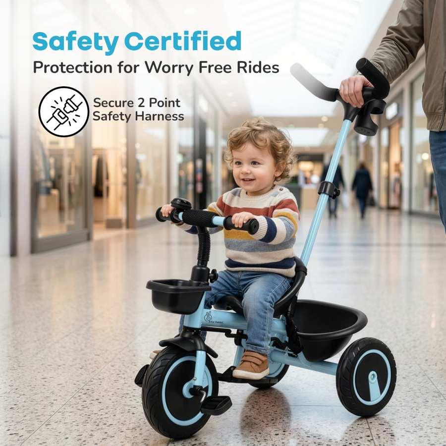 R for Rabbit Tiny Toes R20 Plus Tricycle for Kids with Safety Certification, Plug-and-Play Design, Rubber Wheels & Steel Frame
