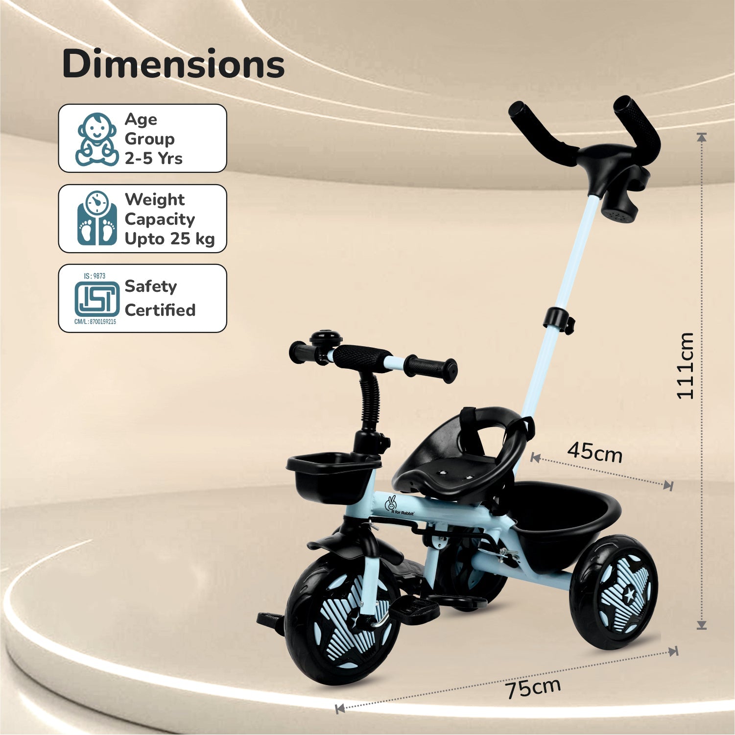 R for Rabbit Tiny Toes R20 Ace Baby Tricycle – Smart Plug & Play Trike with Parental Control & EVA Wheels