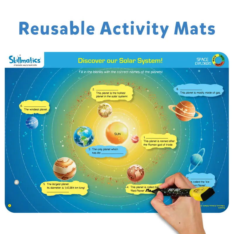 Skillmatics Educational Game - Space Explorers, Reusable Activity Mats for Kids Ages 6 to 9  (Multicolor)