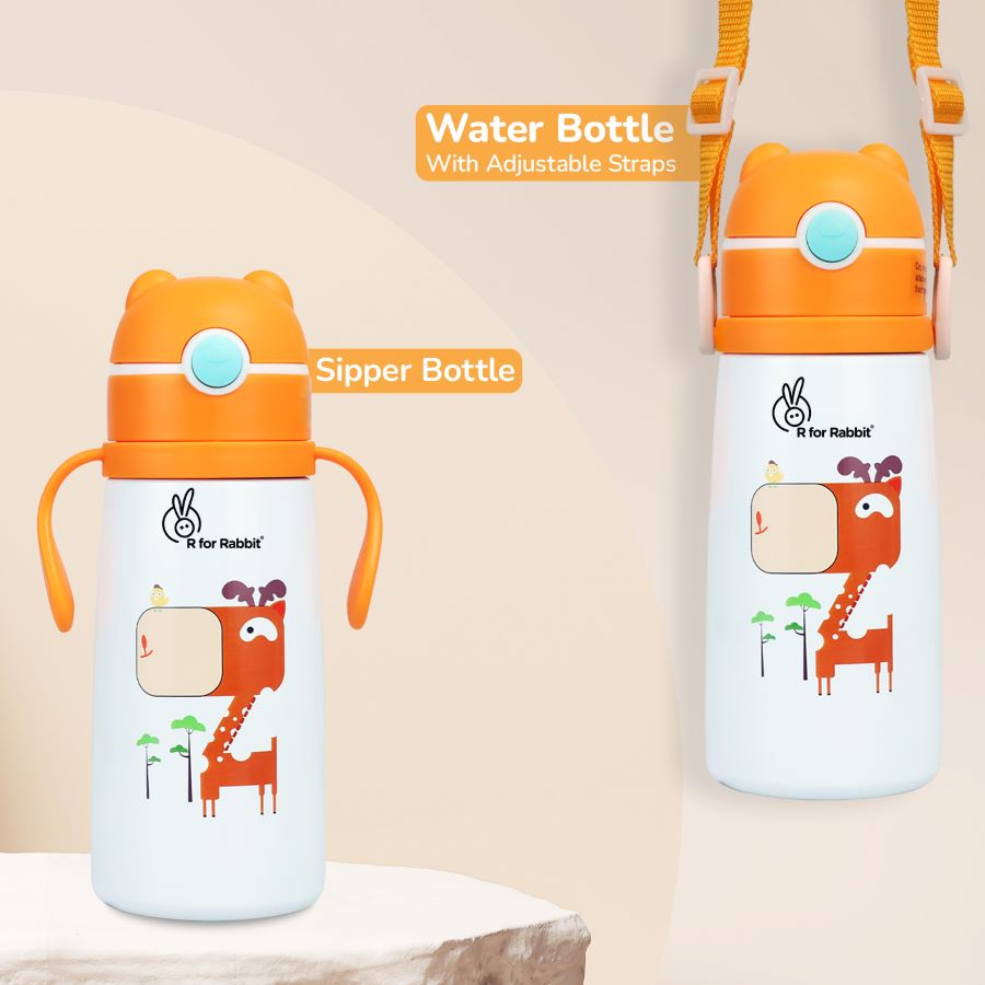 R for Rabbit Steebo Safari Stainless Steel Sipper Bottle for Kids 500ml