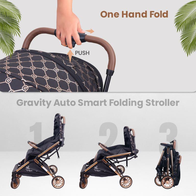 R for Rabbit Street Smart Auto Fold Stroller for Kids, Safety Certified, Travel Friendly, Breathable Mesh, 360-degree rotation, 0-3 Yrs