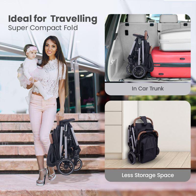 Street Smart Auto Fold Stroller for Kids, Safety Certified, Travel Friendly, Breathable Mesh, 360-degree rotation, 0-3 Yrs