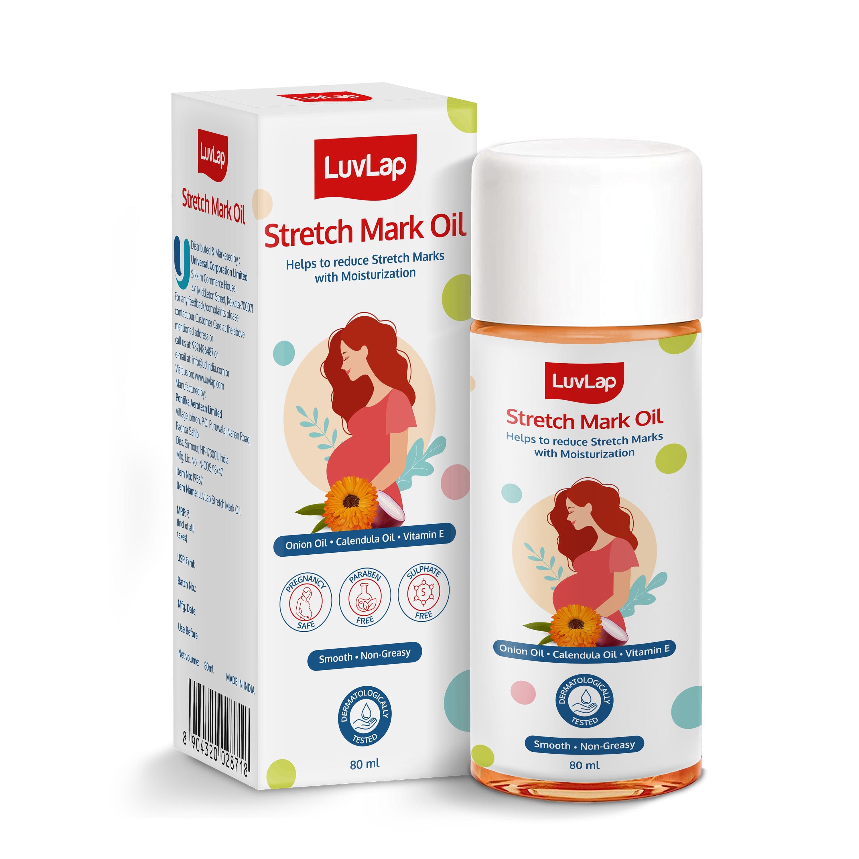 LuvLap Stretch Mark Oil for pregnant ladies, 80ml