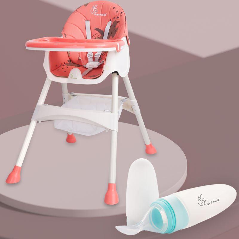 R for Rabbit Sugar Doodle High Chair + Silicone Feeding Bottle Spoon