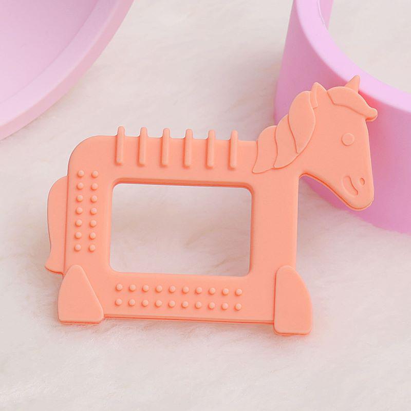 R for Rabbit Tiny Bites Safari – Cute Baby Silicone Teether - Horse Orange