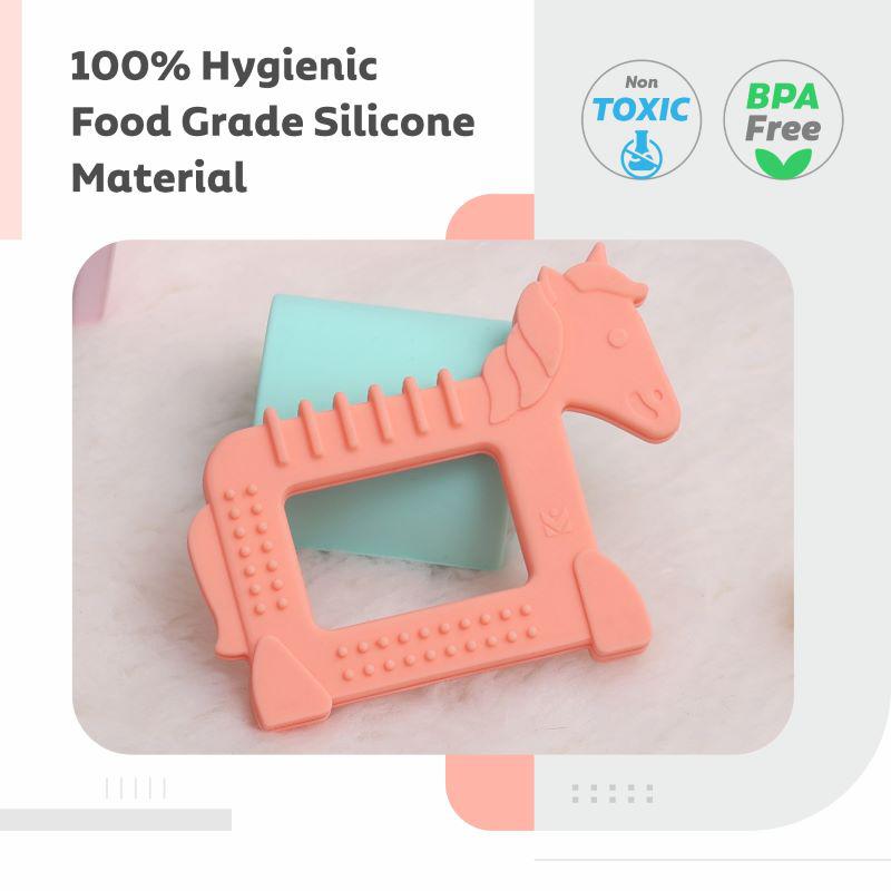R for Rabbit Tiny Bites Safari – Cute Baby Silicone Teether - Horse Orange