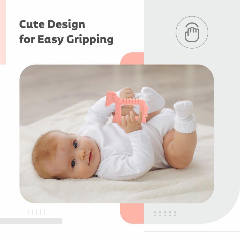 R for Rabbit Tiny Bites Safari – Cute Baby Silicone Teether - Horse Orange
