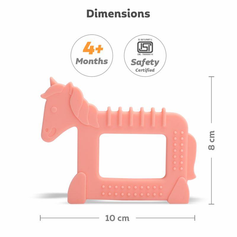 R for Rabbit Tiny Bites Safari – Cute Baby Silicone Teether - Horse Orange