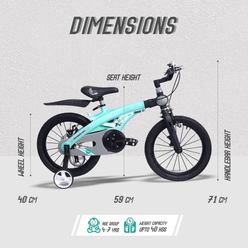 R for Rabbit Tiny Toes Jazz 16T Bicycle - Adjustable Structure, Seat & Handlebar, 90% Installed, Wide Training Rubber Wheels, Rear Disc Brake 4-7 Years