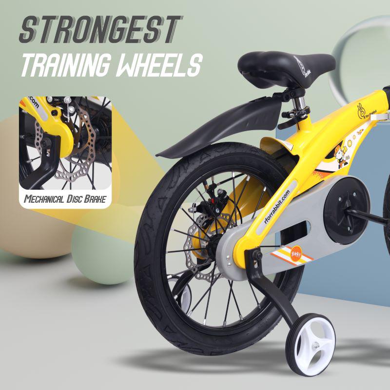 R for Rabbit Tiny Toes Jazz 16T Bicycle - Adjustable Structure, Seat & Handlebar, 90% Installed, Wide Training Rubber Wheels, Rear Disc Brake 4-7 Years