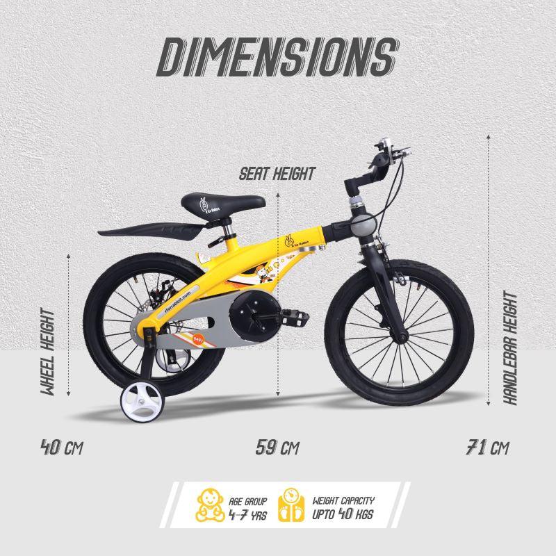 R for Rabbit Tiny Toes Jazz 16T Bicycle - Adjustable Structure, Seat & Handlebar, 90% Installed, Wide Training Rubber Wheels, Rear Disc Brake 4-7 Years