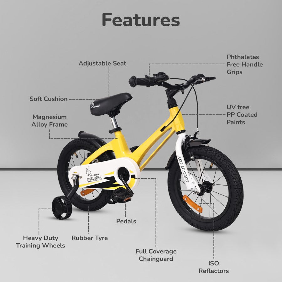 R for Rabbit Tiny Toes Magna Bicycle For Kids 14 Inch  With 90% Plug N Play Installation