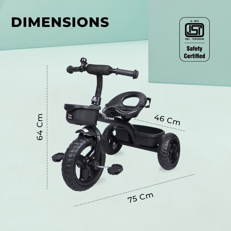 R for Rabbit Tiny Toes T10 Ace Tricycle - Front & Back Basket, Seat Belt
