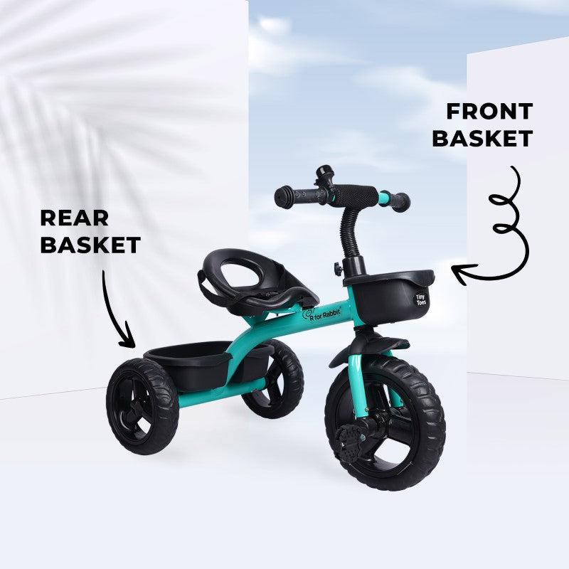 R for Rabbit Tiny Toes T10 Ace Tricycle - Front & Back Basket, Seat Belt