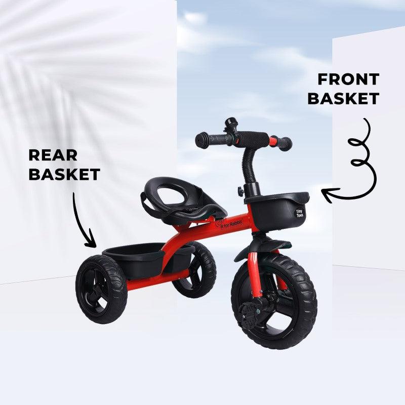 R for Rabbit Tiny Toes T10 Ace Tricycle - Front & Back Basket, Seat Belt