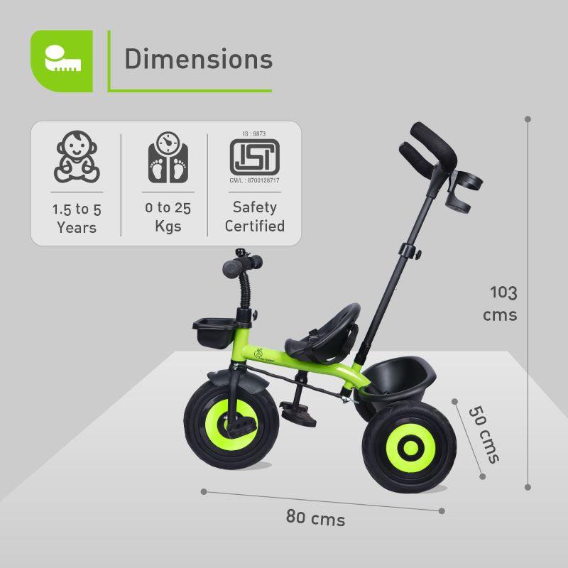 R for Rabbit Tiny Toes T20 Ace Tricycle - 2 in 1, EVA Wheels, Adjustable Parental Control, Cup Holder, EVA Wheels, Front & Rear Basket, 1.5-5y