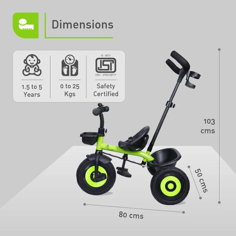 R for Rabbit Tiny Toes T20 Ace Tricycle - 2 in 1, EVA Wheels, Adjustable Parental Control, Cup Holder, EVA Wheels, Front & Rear Basket, 1.5-5y