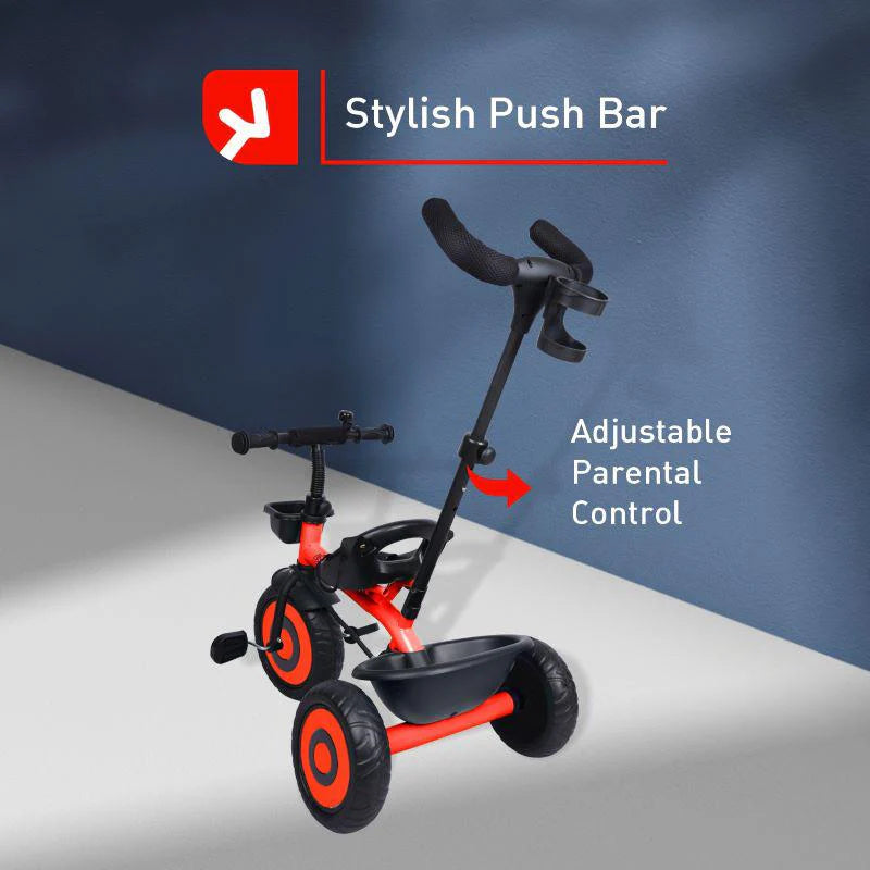 R for Rabbit Tiny Toes T20 Ace Tricycle - 2 in 1, EVA Wheels, Adjustable Parental Control, Cup Holder, EVA Wheels, Front & Rear Basket, 1.5-5y
