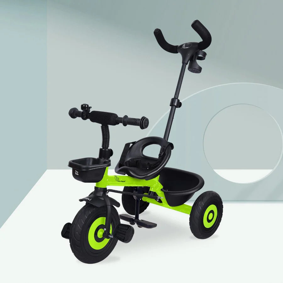 R for Rabbit Tiny Toes T20 Plus Tricycle - 2 in 1, Rubber Wheels, Adjustable Parental Control, Cup Holder