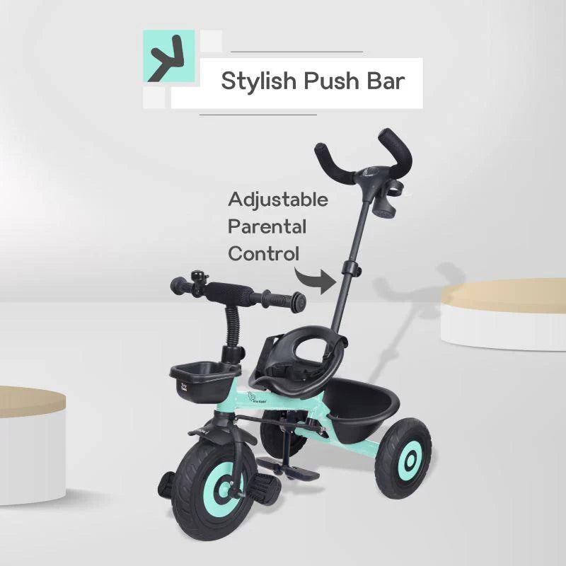 R for Rabbit Tiny Toes T20 Plus Tricycle - 2 in 1, Rubber Wheels, Adjustable Parental Control, Cup Holder