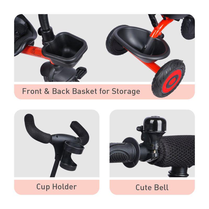 R for Rabbit Tiny Toes T20 Plus Tricycle - 2 in 1, Rubber Wheels, Adjustable Parental Control, Cup Holder