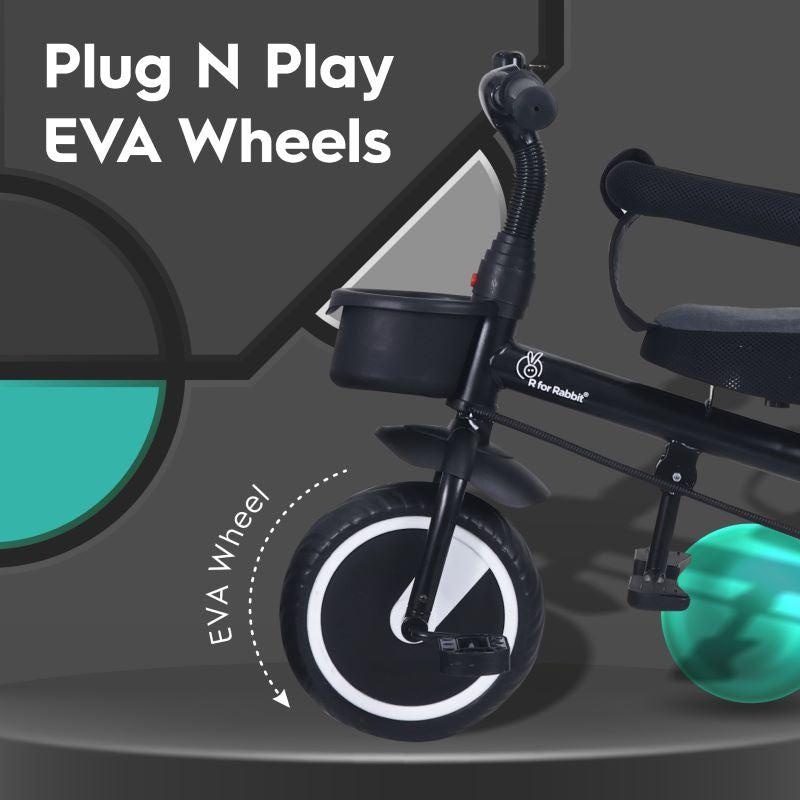 R for Rabbit Tiny Toes T30 Ace Tricycle - 3 in 1, Adjustable Parental Control & Canopy, Front & Rear Basket