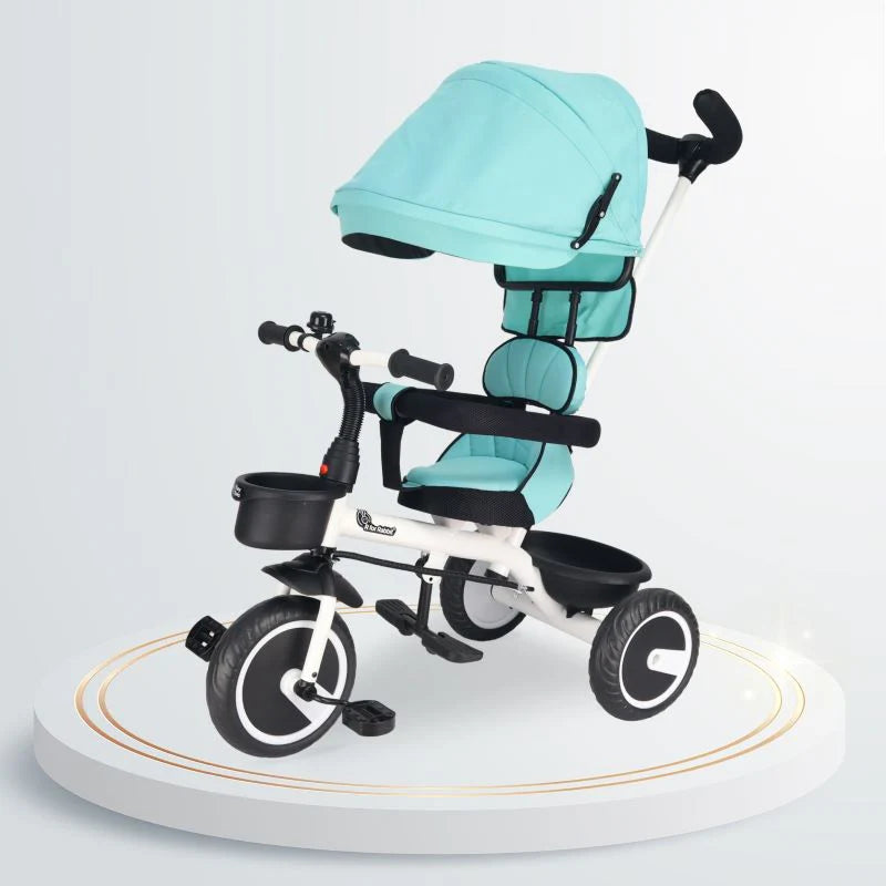 R for Rabbit Tiny Toes T30 Ace Tricycle - 3 in 1, Adjustable Parental Control & Canopy, Front & Rear Basket