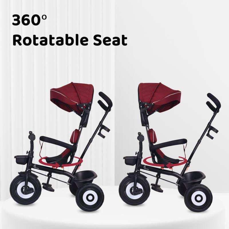 R for Rabbit Tiny Toes T40 Ace Tricycle - EVA Wheels, 360 Rotatable Seat, Adjustable Canopy, Parental Control, Front & Rear Baskets