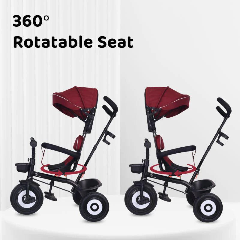 R for Rabbit Tiny Toes T40 Ace Tricycle - EVA Wheels, 360 Rotatable Seat, Adjustable Canopy, Parental Control, Front & Rear Baskets