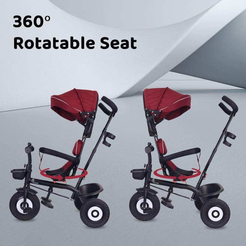 R for Rabbit Tiny Toes T40 Plus Tricycle - Rubber Wheels, 360 Rotatable Seat, Adjustable Canopy, Parental Control, Front & Rear Baskets, 1.5-5 years