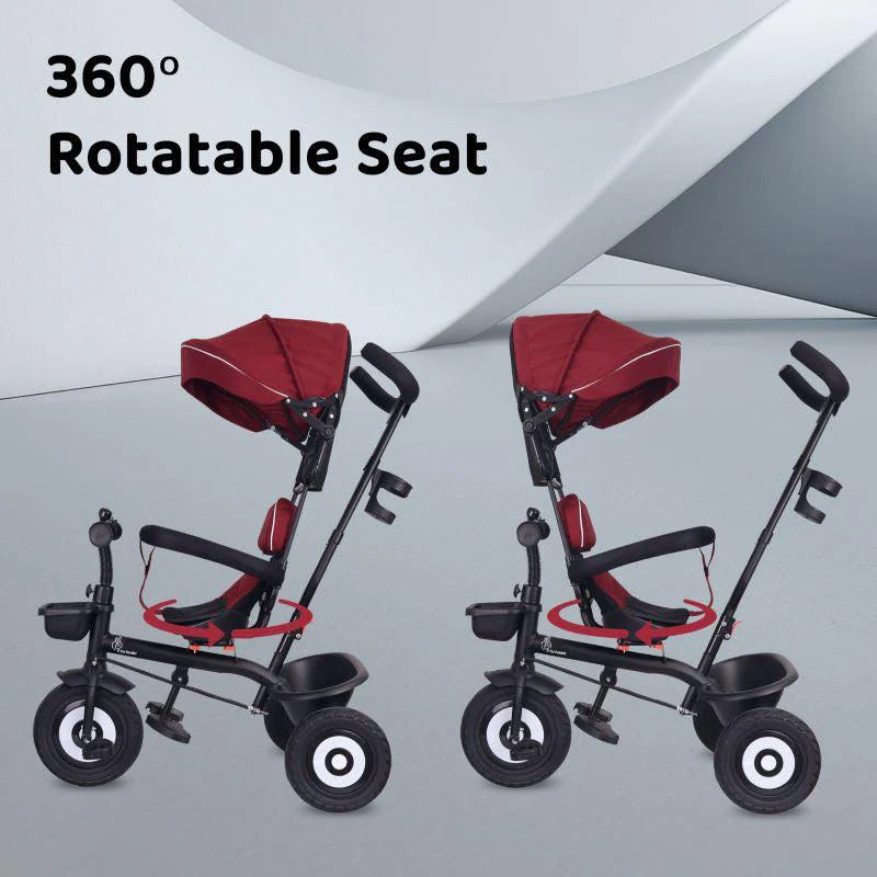 R for Rabbit Tiny Toes T40 Plus Tricycle - Rubber Wheels, 360 Rotatable Seat, Adjustable Canopy, Parental Control, Front & Rear Baskets, 1.5-5 years
