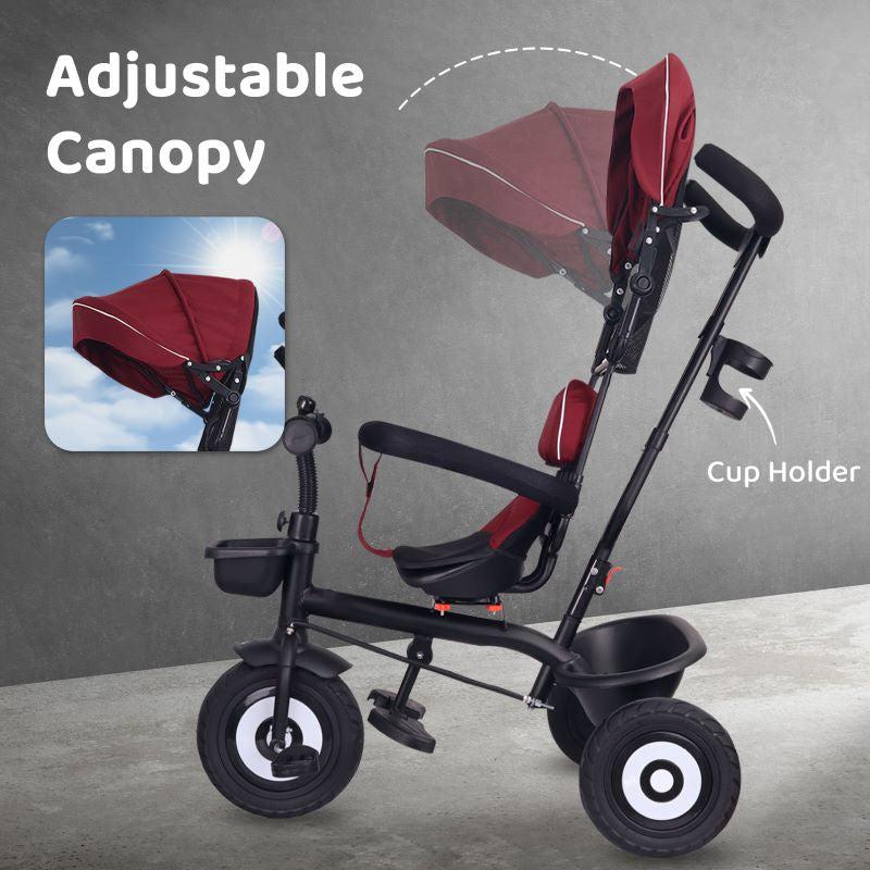 R for Rabbit Tiny Toes T40 Plus Tricycle - Rubber Wheels, 360 Rotatable Seat, Adjustable Canopy, Parental Control, Front & Rear Baskets, 1.5-5 years