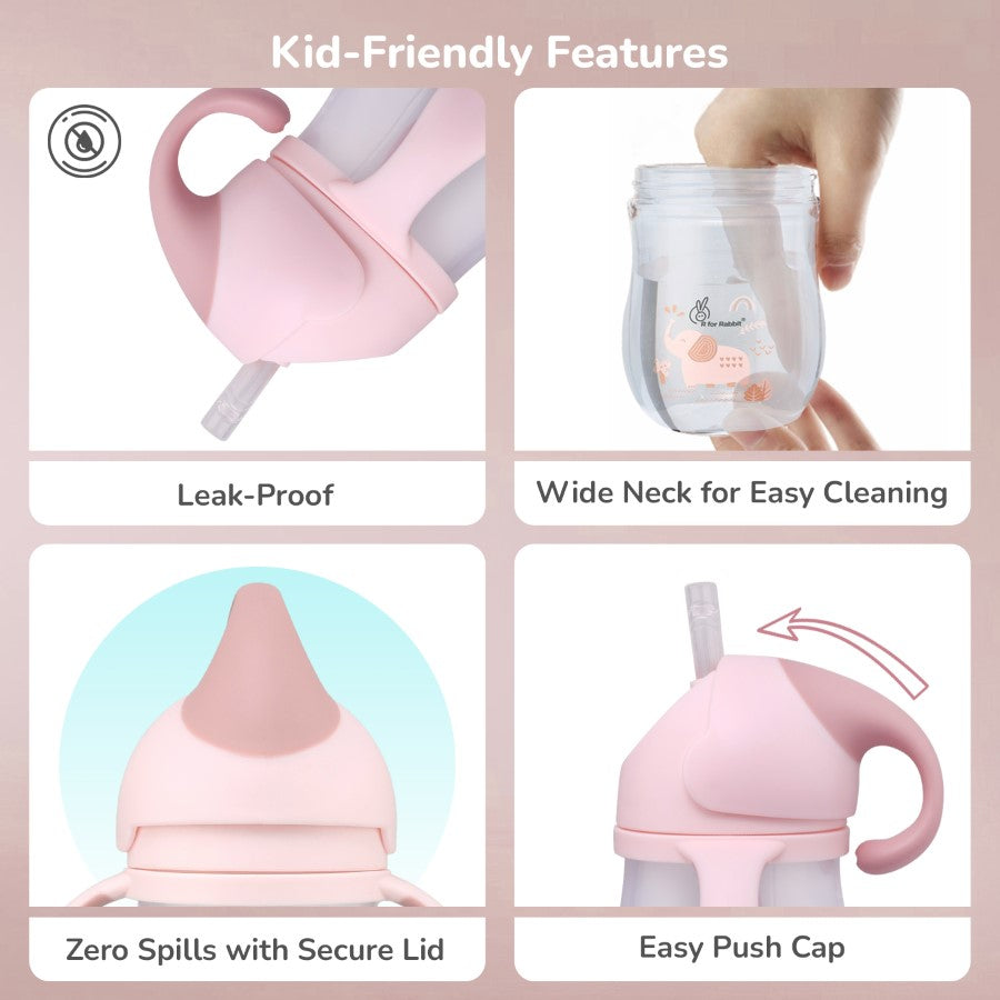 R for Rabbit Trunky Baby Straw Sipper Bottle 320ml With Safe BPA free PP Material