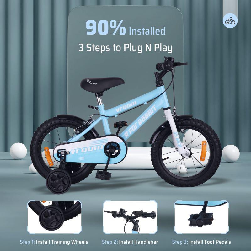 R for Rabbit Vroom Bicycle For Kids 14 Inch With 90% Plug and Play For Ease of Installation